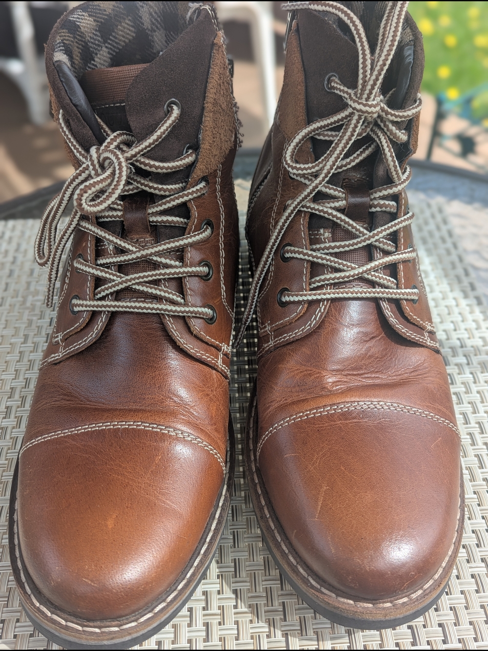 Men's Brown Leather Lace-Up Ankle Boots. Size 11